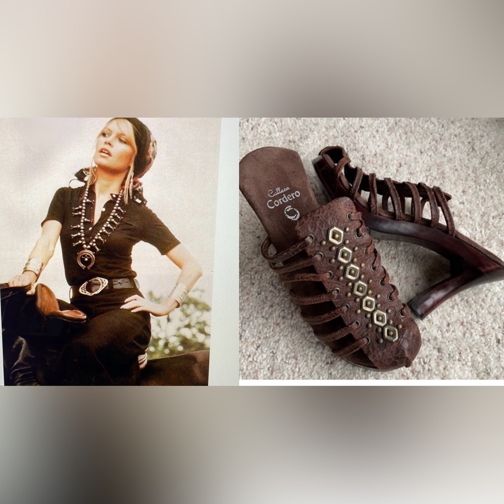 🆕CALLEEN CORDERO Matador Strappy Studded Heeled Mule Closed Toe Sandal sz 8